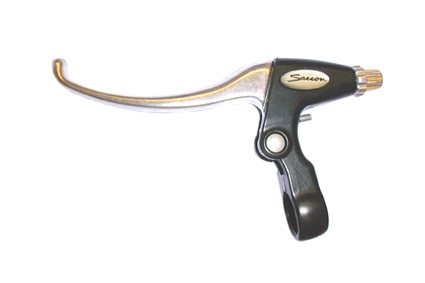 Aluminum lever, black Aluminum strap / Aluminum grip, bend, left, model City, with adjustable nipple