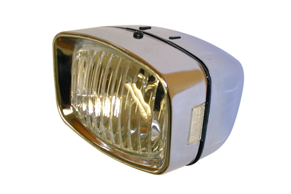 Headlight 92x72 mm, without reflexion, including 24V 12W bulb, metal chromed 