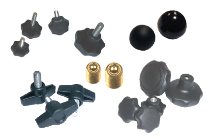 Star knob, wing nuts, levelling foot
