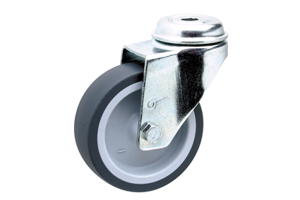 Swivel castor, Ø75x23 mm, grey TPR-tyre grey rim, plain bearing, galvanized fork BH 98 mm, BG 11 mm, DrVm 60 kg, no brakes