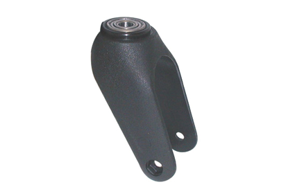 Castor fork for wheel Ø150x45 mm, black polyamide with fibreglass, 2 ball bearings in swivel head Ø12 mm brand Laflor, castor fork is incl. axle M8, bolt and guard for swivel head