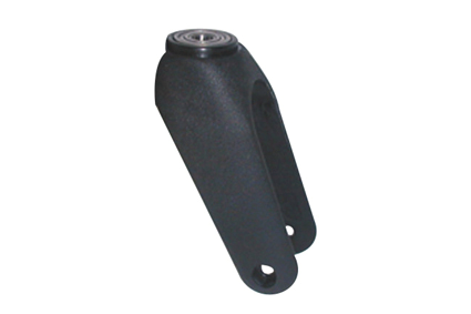 castor fork for wheel Ø200x45 mm, black polyamide with fibreglass, 2 ball bearings in swivel head Ø12 mm brand Laflor, castor fork is incl. axle M8, bolt and guard for swivel head