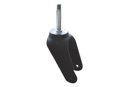 castor fork for wheel Ø200x60 mm, black polyamide with fibreglass, fixed pin Ø12,0 mm, brand Laflor, castor fork is incl. axle M8 and bolt