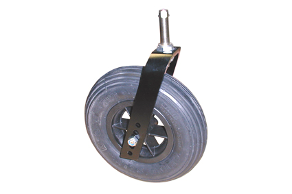 Fork incl wheel 8 x 2 (Ø200x50), aluminum black coated, with Quick Release axle Ø12mm, wheel with plastic rim, 1 part, axle Ø8, with black pneumatic tyre