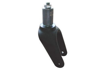 castor fork for wheel Ø200x50/60 mm, black PA glasfiber, with steel welding bush Ø32 x 50mm, ball bearings 2x and wheel axle M8 and nut and including cap to protect heavy swivel head