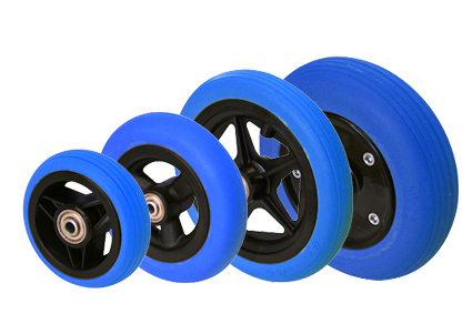 Wheel with solid PU tyre blue