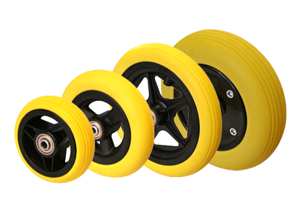 Wheel with solid PU tyre yellow