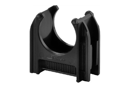 Tube clamp Ø25 mm, square base, black 