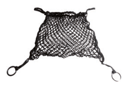 Wheelchair shopping net, with ring/loop connections, black 