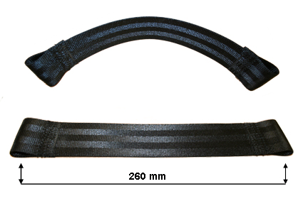 Heel strap, seat belt material, black, height 50 mm, length 260 mm, for pin thickness Ø8 mm 