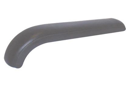 arm rest PU foam, black, 360 x 62 x 32 mm, bend, with tube notch, holes 185/205 mm, M5 