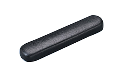 arm rest PU foam, black, 240x50x27 mm, with tube notch, holes 129 mm, 2x M5 