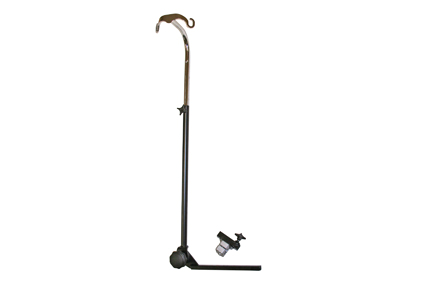 Infusion holder for wheelchair, complete with 2 strong hooks, steelchrome tube to adjust height of the hooks, with very strong clamps to fix to tubes or under the armpads