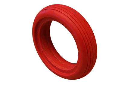 PU Tyre, puncture proof 5 x 1 (Ø100x30), red, for rim 23-25mm, line profile 