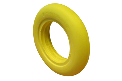 PU Tyre, puncture proof 6 x 1¼ (Ø150x30), yellow, for rim 23-25mm, slick profile 