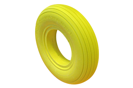 PU Tyre, puncture proof 7 x 1 3/4 (Ø175x45), yellow, for rim 30-32mm, line profile 