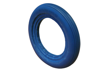PU Tyre, puncture proof 8 x 1¼ (Ø200x30), blue, for rim 20-22mm, line profile 
