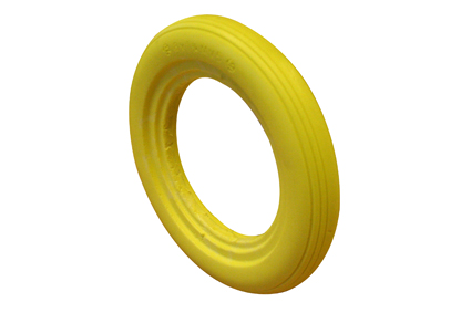 PU Tyre, puncture proof 8 x 1¼ (Ø200x30), yellow, for rim 20-22mm, line profile 