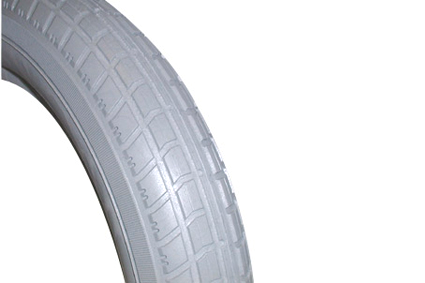 PU Tyre grey 12 x 2¼ (Ø300x50) for rim with bed 26-28mm block profile 