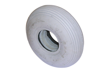 Filled in tyre 2.50-3 (Ø210x65) grey line profile C-179 for 2 part rim 