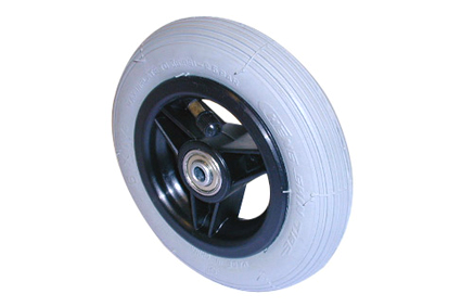 Wheel, pneumatic tyre, grey, 6 x 1¼ (Ø150x30), line profile, rim plastic black, 3 spokes without brake, hublength 36 mm, ball bearing (2x), not deeped, for axle 8 mm