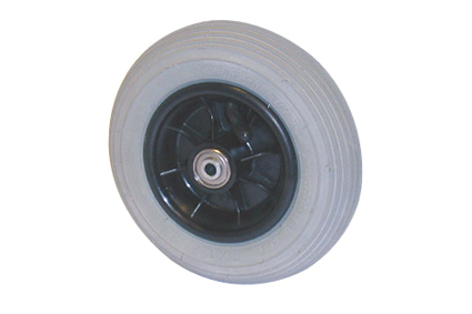 Wheel, pneumatic tyre, grey, 7 x 1 3/4 (Ø175x45), line profile, rim plastic black, 1 part ribbed without brake, hublength 60 mm, ball bearing (2x), not deeped, for axle 8 mm