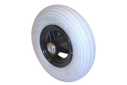 Wheel, pneumatic tyre, grey, 7 x 1 3/4 (Ø175x45), line profile, rim plastic black, 3 spokes without brake, hublength 60 mm, ball bearing (2x), not deeped, for axle 8 mm