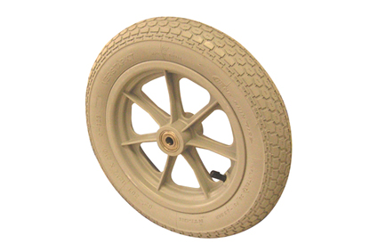 Wheel, pneumatic tyre, grey, 12½ x 2¼ (Ø315x60), block profile, rim plastic grey, 7 spokes without brake, hublength 54/47 mm, ball bearing (2x), deeped, for axle 12 mm