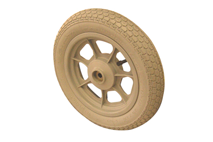 Wheel, pneumatic tyre, grey, 12½ x 2¼ (Ø315x60), block profile, rim plastic black, 7 spokes brake drum 70 mm without brake, ball bearing (2x), for axle 12 mm