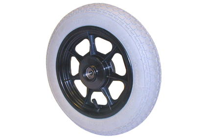 Wheel, pneumatic tyre, grey, 12½ x 2¼ (Ø315x60), block profile, rim plastic black, 7 spokes brake drum 70 mm without brake, ball bearing (2x), for axle 12 mm
