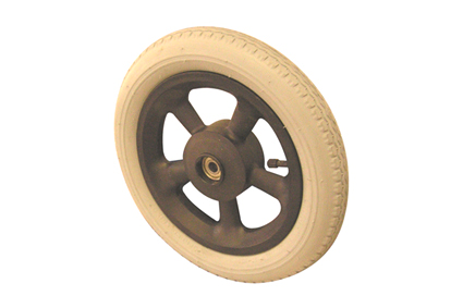 Wheel, pneumatic tyre, grey, 12½ x 2¼ (Ø310x50), fine block profile, rim plastic black, 5 hollow spo brake drum 70 mm without brake, ball bearing (2x), for axle 12 mm