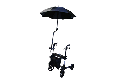 Umbrella for Wheelchair and Walker, including universal clamps and umbrella black Ø105cm. Original with patented Clamps