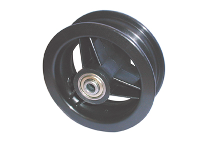 Rim, plastic, 3 spokes, black, for tyre 8 x 2 (Ø200x50) and 7 x 1 3/4 (Ø175x45) without brake, hub length 60 mm, ball bearing (2x), not deeped, for axle 8 mm