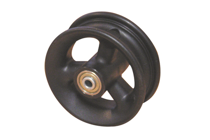 Rim, plastic, 3 hollow spokes, black, for tyre 8 x 2 (Ø200x50) and 7 x 1 3/4 (Ø175x45) without brake, hub length 60 mm, ball bearing (2x), not deeped, for axle 8 mm