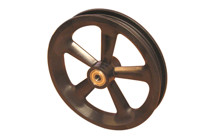Rim, plastic, 5 hollow spokes, black, for tyre 12½ x 2¼ (Ø320x60) (62-203) without brake, hub length 54/47 mm, ball bearing (2x), deeped, for axle 12 mm