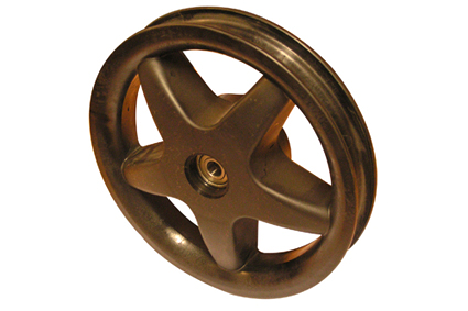 Rim, plastic, 5 spokes, Design, black, for tyre 12½ x 2¼ (Ø320x60) (62-203) Drum brake 70 mm, without brake, ball bearing (2x), for axle 12 mm