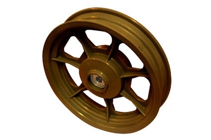 Rim, plastic, 7 spokes, black, for tyre 12½ x 2¼ (Ø320x60) (62-203) Drum brake 70 mm, without brake, ball bearing (2x), for axle 12 mm