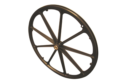 Rim, plastic, 9 spokes, black, for tyre 24 inch (Ø540), without pushrim, without brake hub length 60/50 mm, ball bearing 2RS (2x), stainless steel ball bearing, for axle Ø12 mm